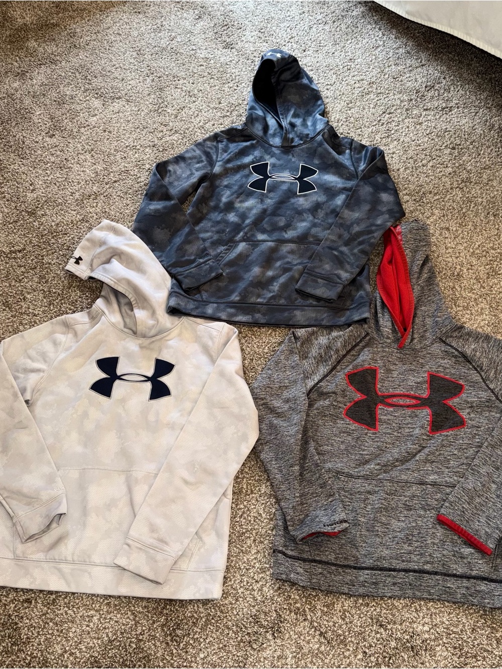 Under Armour Youth Hoodie - White with Navy Trim